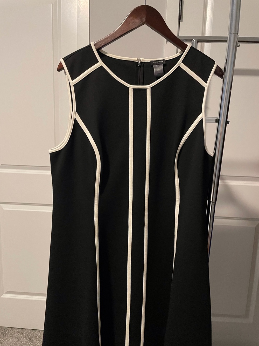 Ann Taylor Black Mini Dress with Cream Piping